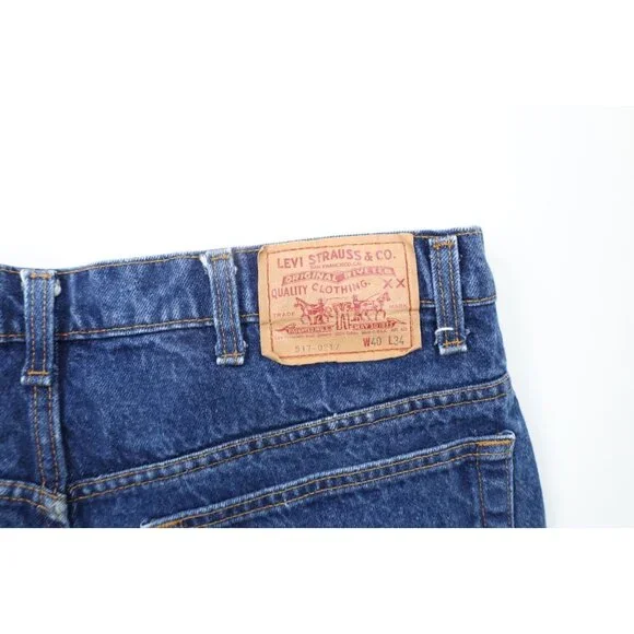 Vintage 80s Levis 517xx Mens 38x33 Distressed Flared Wide Leg Bootcut Jeans USA